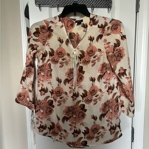 Floral half zip blouse